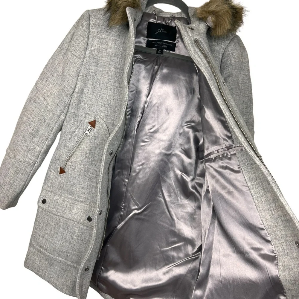 J. Crew Chateau Parka in Italian stadium-cloth wool Gray Coat Size 0 - Picture 9 of 12